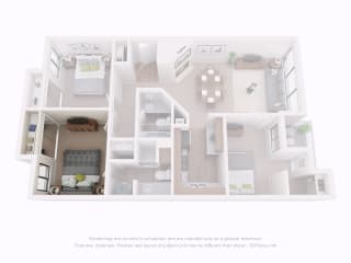 Floor Plan Individual Bedroom (w/ Roommates in a 3-Bedroom)