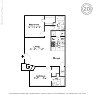 Braeburn, 2 br, 2 ba, 920 sq. ft. floor plan