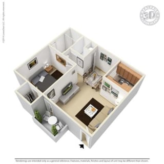 Gala, 1 br, 1 ba, 720 sq. ft. floor plan