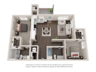 B3 Floor Plan B3 Floor Plan at Aurora Apartments, Gold River, CA, 95670