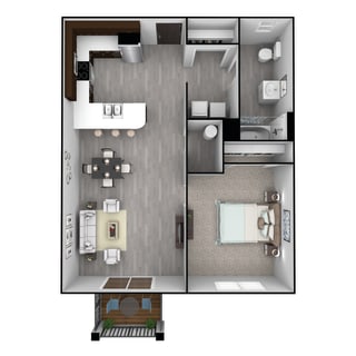 Floor Plan 1 Bedroom, 1 Bathroom - 753 SF