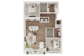Floor Plan 2 Bedroom, 2 Bathroom - 1194 SF