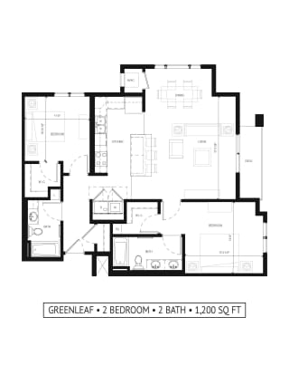 Gabella at Parkside Apartments in Apple Valley, MN Two Bedroom Two Bathroom Floor Plan