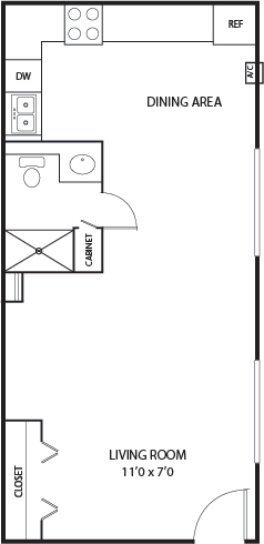 Hamline Terrace Apartments in Roseville, MN Rice Studio Floor Plan