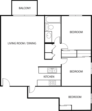 Silver Ridge Apartments in Maplewood, Minnesota 3 Bedroom Maple Floor Plan