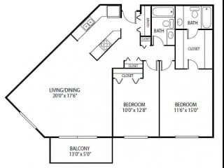 Cedars Lakeside Apartments in Little Canada, MN 2 Bedroom Apartment Royal Oak Floor Plan