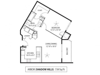 Shadow Hills Arbor Floor Plan Shadow Hills Apartments in Plymouth, MN 1 Bedroom 1 Bath