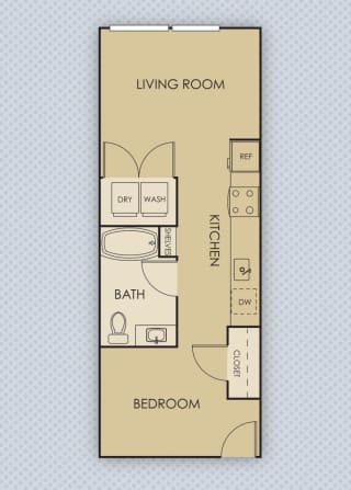 Tempo PDX Apartments Studio A3 Type A Floor Plan