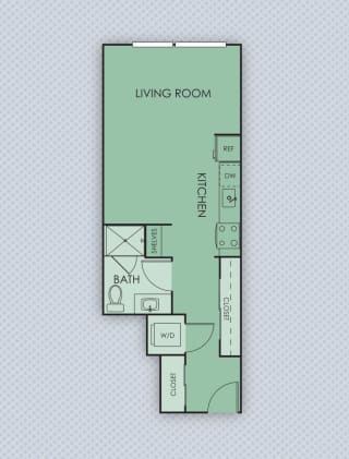 Tempo PDX Apartments Studio A5 Floor Plan