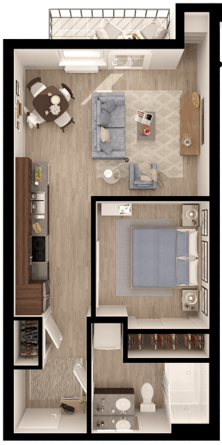 Anthem PDX Urban 1 Bedroom Floor Plan