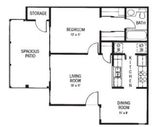 A1: 1 Bedroom - 1 Bathroom | 630 sq. ft.