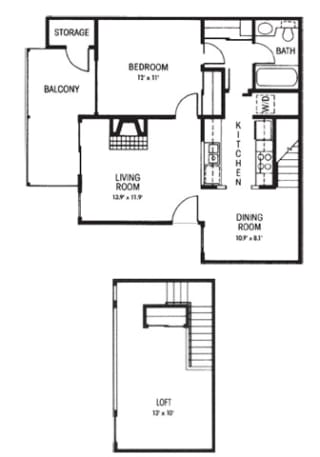 B1: 2 Bedroom - 1 Bathroom | 880 sq. ft.