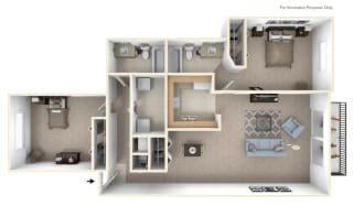2-Bed/2-Bath, Lupine Floor Plan at Timberlane Apartments, Peoria