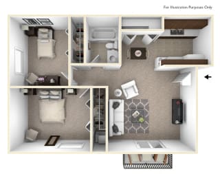 Marigold Floor Plan at The Village Apartments, Wixom, MI, 48393