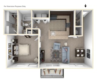 One Bedroom Aspen floor plan at Meadowbrooke Apartment Homes in Grand Rapids, MI 49512
