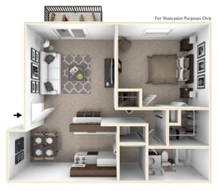 1-Bed/1-Bath, Orchid Floor Plan 1-Bed/1-Bath, Orchid Floor Plan at Brook Pines, Columbia, SC
