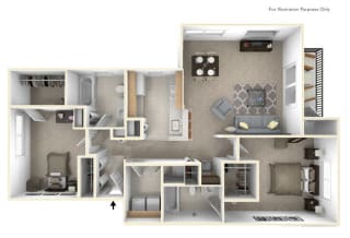 2-Bed/2-Bath, Passion Flower Floor Plan at Killian Lakes Apartments and Townhomes, South Carolina, 29203