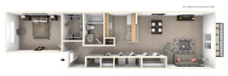 1-Bed/1-Bath, Peony Floor Plan at Northport Apartments, Macomb