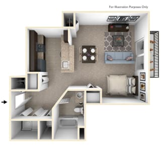Studio floor plan at Meadowbrooke Apartment Homes in Grand Rapids, MI 49512