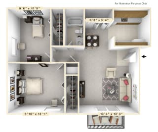 The Anchor - 2 BR 1 BA Floor Plan at Scarborough Lake Apartments, Indianapolis, IN
