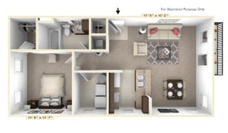 The Diplomat - 1 BR 1 BA Floor Plan at Alexandria of Carmel Apartments, Carmel