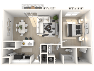 The Independence - 1 BR 1 BA Floor Plan at Alexandria of Carmel Apartments, Carmel, IN