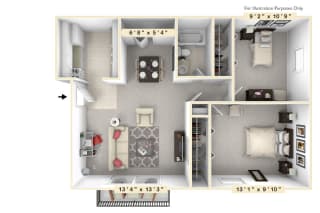 Floor Plan The Reef 2BR 1BA