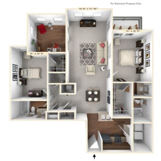 The Union - 2 BR 2 BA Floor Plan at Alexandria of Carmel Apartments, Carmel, IN, 46032