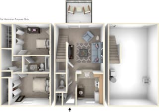 Two-Bedroom Townhome Floor Plan Two-Bedroom Townhome Floor Plan at Mount Royal Townhomes, Michigan