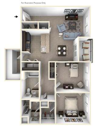 Two Bedroom Sycamore Floor Plan Two Bedroom Sycamore floor plan at Meadowbrooke Apartment Homes in Grand Rapids, MI 49512