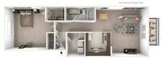 1-Bed/1-Bath, Viola Floor Plan at LakePointe Apartments, Batavia
