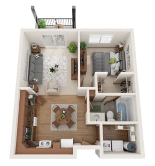 1 bedroom 3D layout