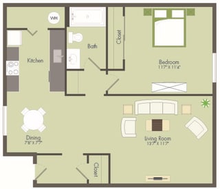 TheClairmont_Eugene_OR_1Bedroom_Floorplan