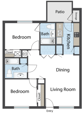 Steeple Chase Apartments 2x2 Floor Plan