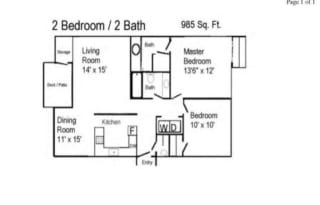 Meadowland Apartments 2 Bedroom 2 Bath Floor Plan