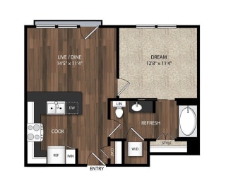Main Street Flats Apartments Phase II 1x1 D Floor Plan Main Street Flats Apartments Phase II 1x1 D Floor Plan