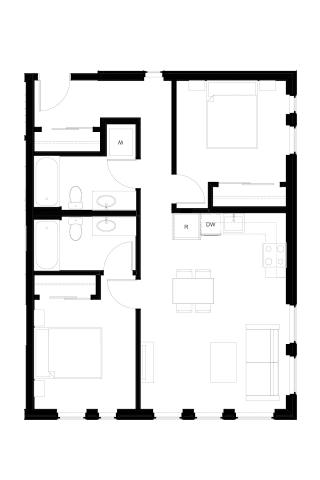 Muir Apartments Two Bedroom C2 Floor Plan