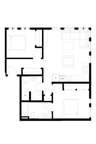 Muir Apartments Two Bedroom C3 Floor Plan