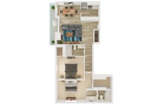 Mission Lofts Apartments 2x2 A 2D Floor Plan