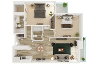 Mission Lofts Apartments 2x2 C 2D Floor Plan