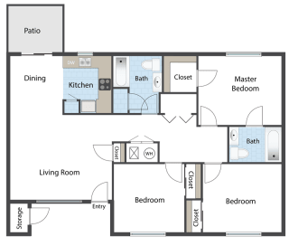 Steeple Chase Apartments 3x2 Floor Plan
