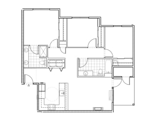 The Elwood Apartments Noble Three Bedroom Two Bathroom Floor Plan