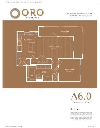 Oro Stone Oak Apartments A6 Floor Plan