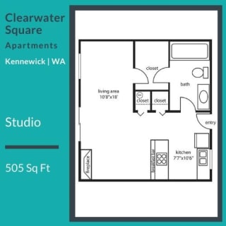 Clearwater Square Apartments Studio Floor Plan