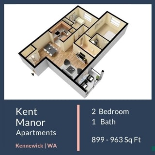 Kent Manor Apartments 2x1 Floor Plan