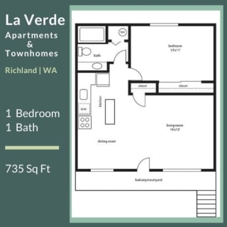 La Verde Apartments One Bedroom One Bathroom Floor Plan