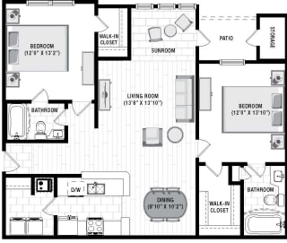 The Reserve at Wescott Apartments Nicklaus Sunroom Floor Plan