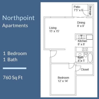 Northpoint Apartments 1 Bed 1 Bath Floor Plan
