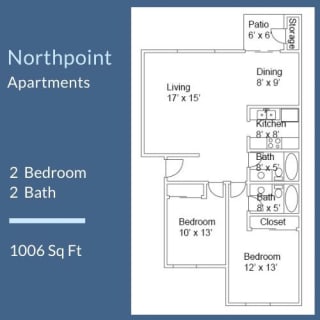 Northpoint Apartments 2 Bed 2 Bath Floor Plan