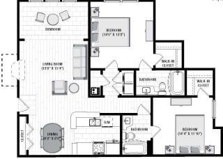 The Reserve at Wescott Apartments Palmer Sunroom Floor Plan